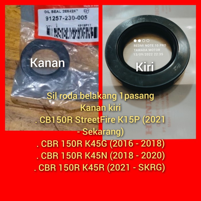 SIL SEAL RODA BELAKANG CBR 150R K45N (2018 - 2020) ISI 2 BIJI 28x42x7 dan 30x47x8