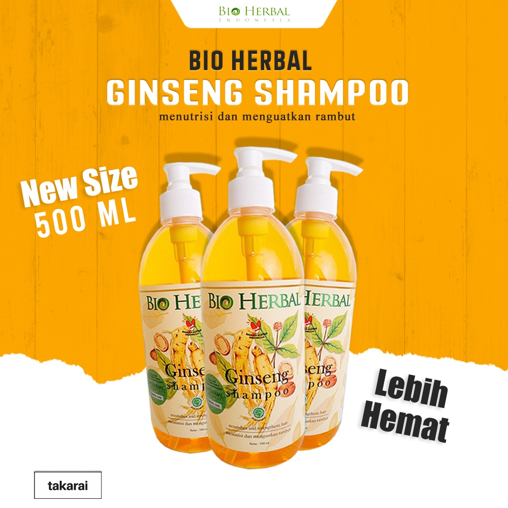 Takarai 500ml Shampo Ginseng Bio Herbal New Size dengan Ginsenosida Memberi Nutrisi Ekstra untuk Akar Rambut Tumbuh Lebih Kuat dalam 7 hari - ORIGINAL BPOM