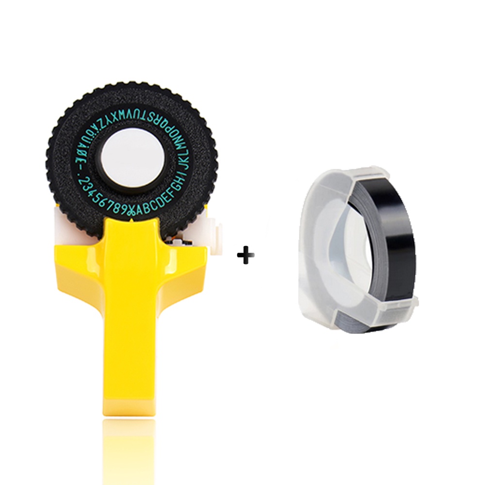 MOTEX Dymo Embossing Label Maker Printer Label DIY Manual Typewriter Tape Capital Mesin Pembuat-Yellow