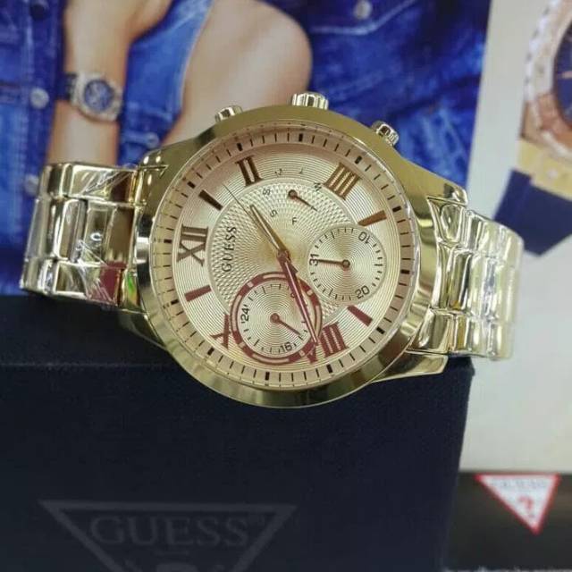 Jam Tangan Wanita Guess W1070L2 Gold Rantai Original Murah