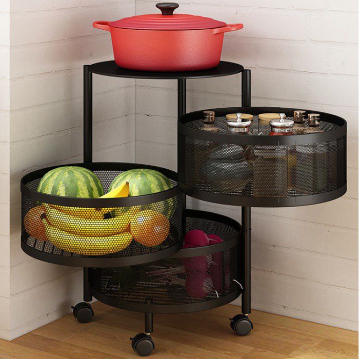 Rak Troli Besi Modern / Rak Dapur / Keranjang Serbaguna Bisa Diputar
