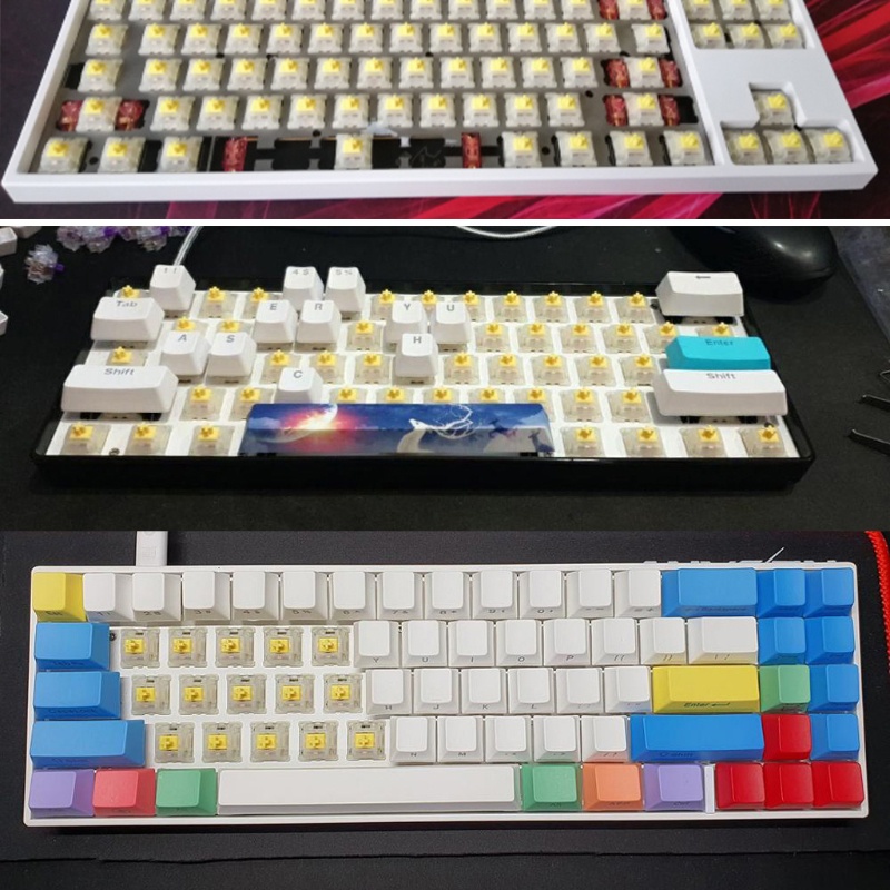 Btsg 10pcs Keyboard Mekanik Cherry Clone Gateron MX Switch Transparan Untuk Case MX Milky Yellow Switch Lighting Trans