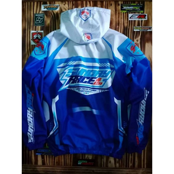 jaket parasut original sunday race motif racing allsize