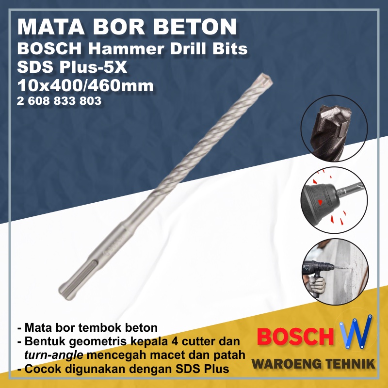 Mata Bor Beton SDS Plus-5X 10x400/460mm BOSCH Hammer Drill Bits (2608833803)