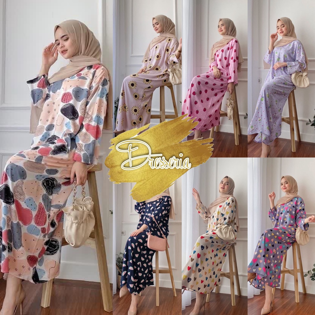 daster long lengan panjang LD 120 PB 130 bawah mata kaki, daster panjang viral kekinian, daster rayon busui terlaris DRESSERIA