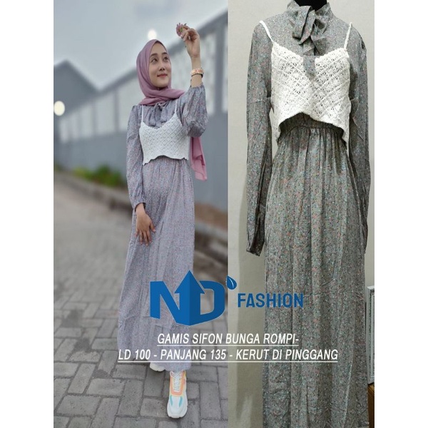 gamis sifon bunga rompi