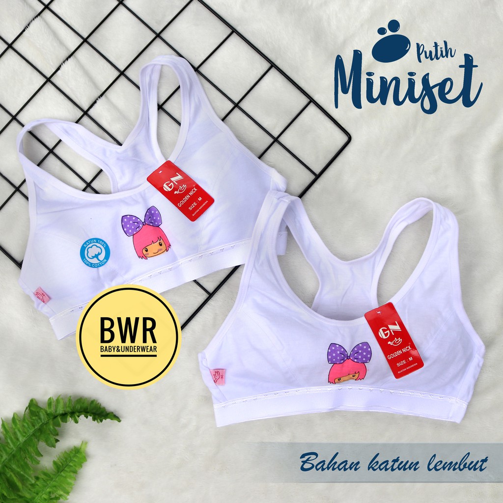 [ 3pc ] Miniset Golden Nick 299 Putih [ VI F2-H2 ] Pakaian Dalam Anak Remaja Putih - Bwr