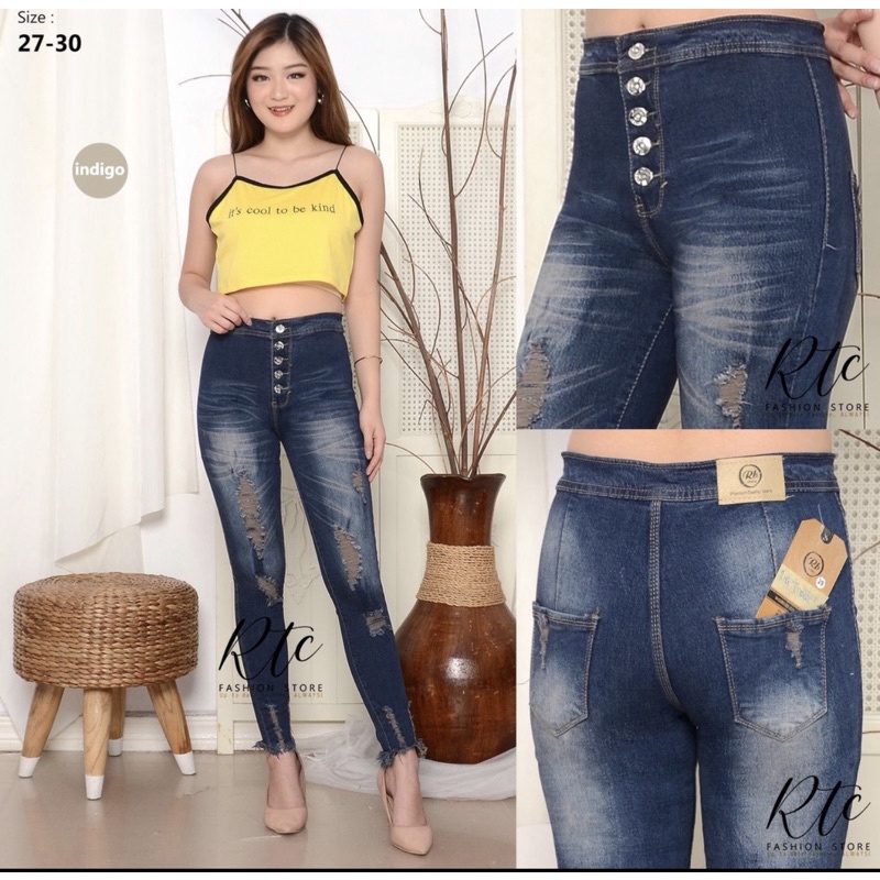 CELANA JEANS HIGTWEST RIPPED KACING 5 Distro