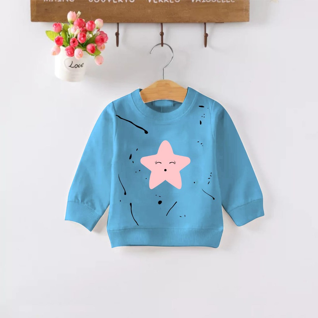 TokoMilkan - Sweater Anak LakI Laki Atau Perempuan COMBO MOTIF CAT, SWEET &amp; STAR Umur 1 - 6 Tahun Bahan Fleece