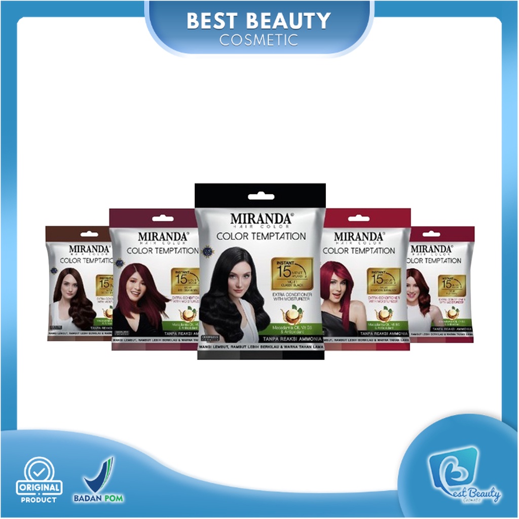 ★ BB ★ Miranda Hair Color Temptation 20ml (Cat Pewarna Rambut Sachet Instan 15 Menit) Pewarna Rambut