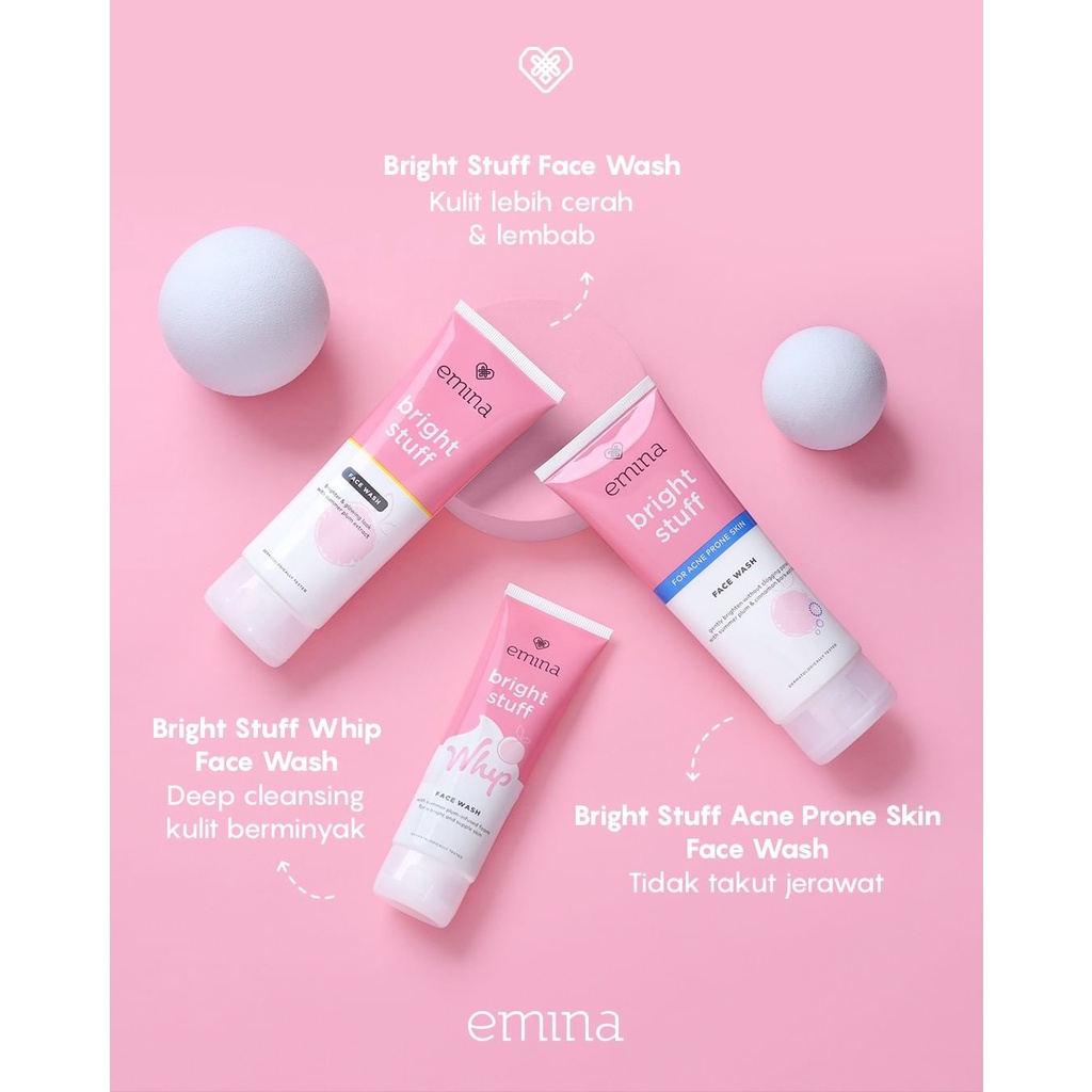 `ღ´ PHINKL `ღ´ ╰☆☆ 𝔢мιℕά ☆☆╮ Emina Bright Stuff Face Wash sabun cuci pemutih BESAR 100ml mencerahkan kulit