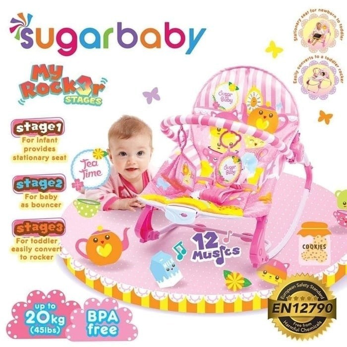 BOUNCER ROCKER SUGAR BABY PINK BOUNCER BAYI TEMPAT TIDUR BAYI mainan kado ultah anak perempuan laki