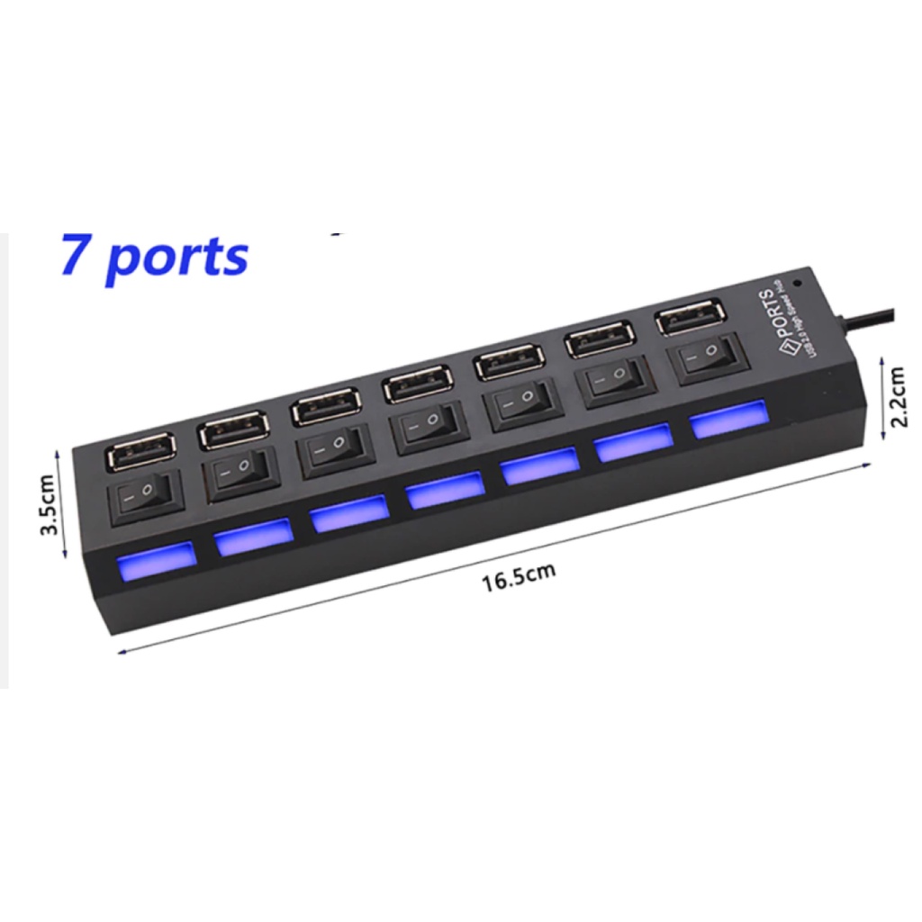 [WAE] USB HUB 7 PORT OUTPUT LAMPU USB 2.0 SAKLAR ON OFF