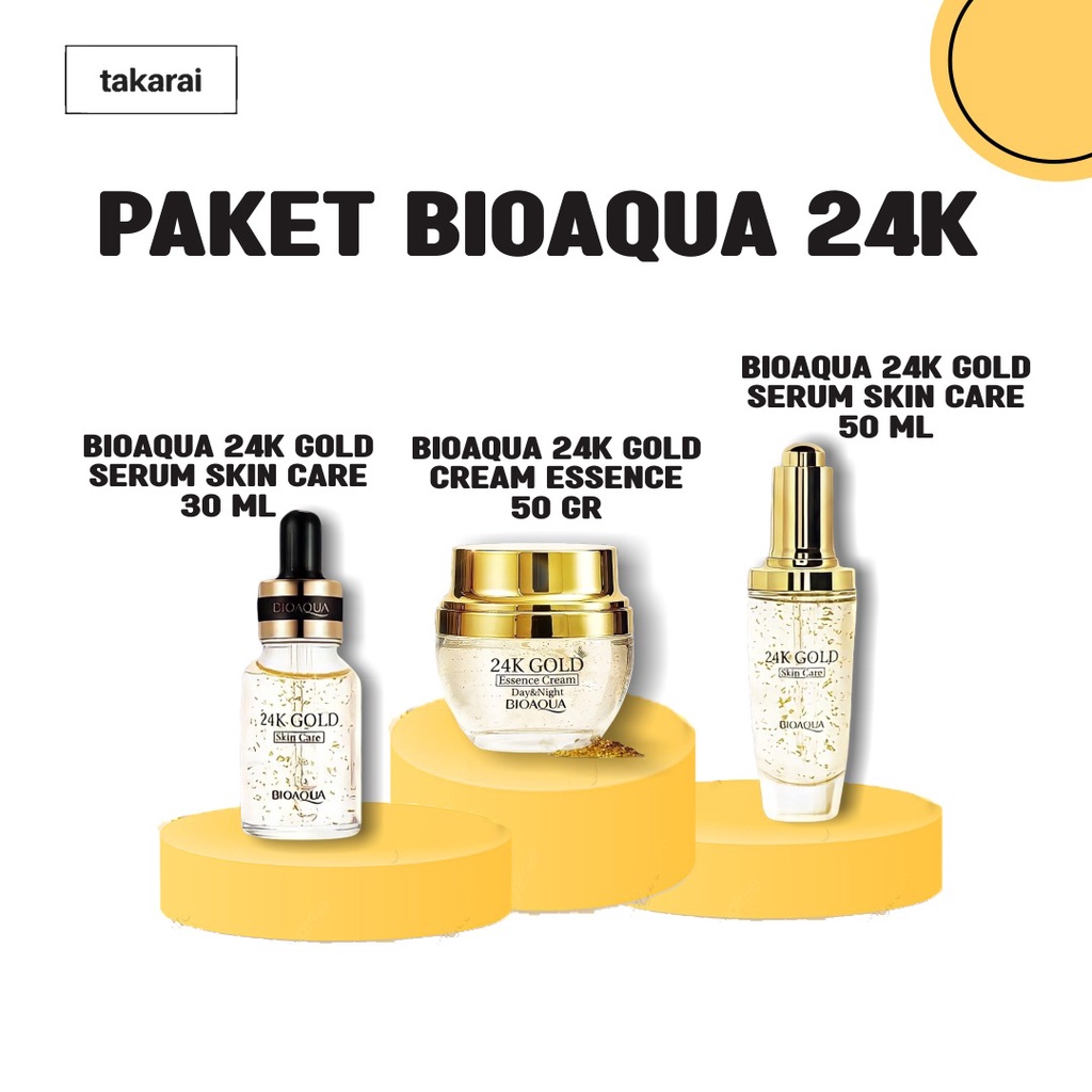 [COD] Bioaqua Paket 3in1 Gold  24K Mengandung Bahan Emas untuk Melindungi Kulit &amp; Menghilangkan Kelebihan Minyak dan Kotoran Wajah