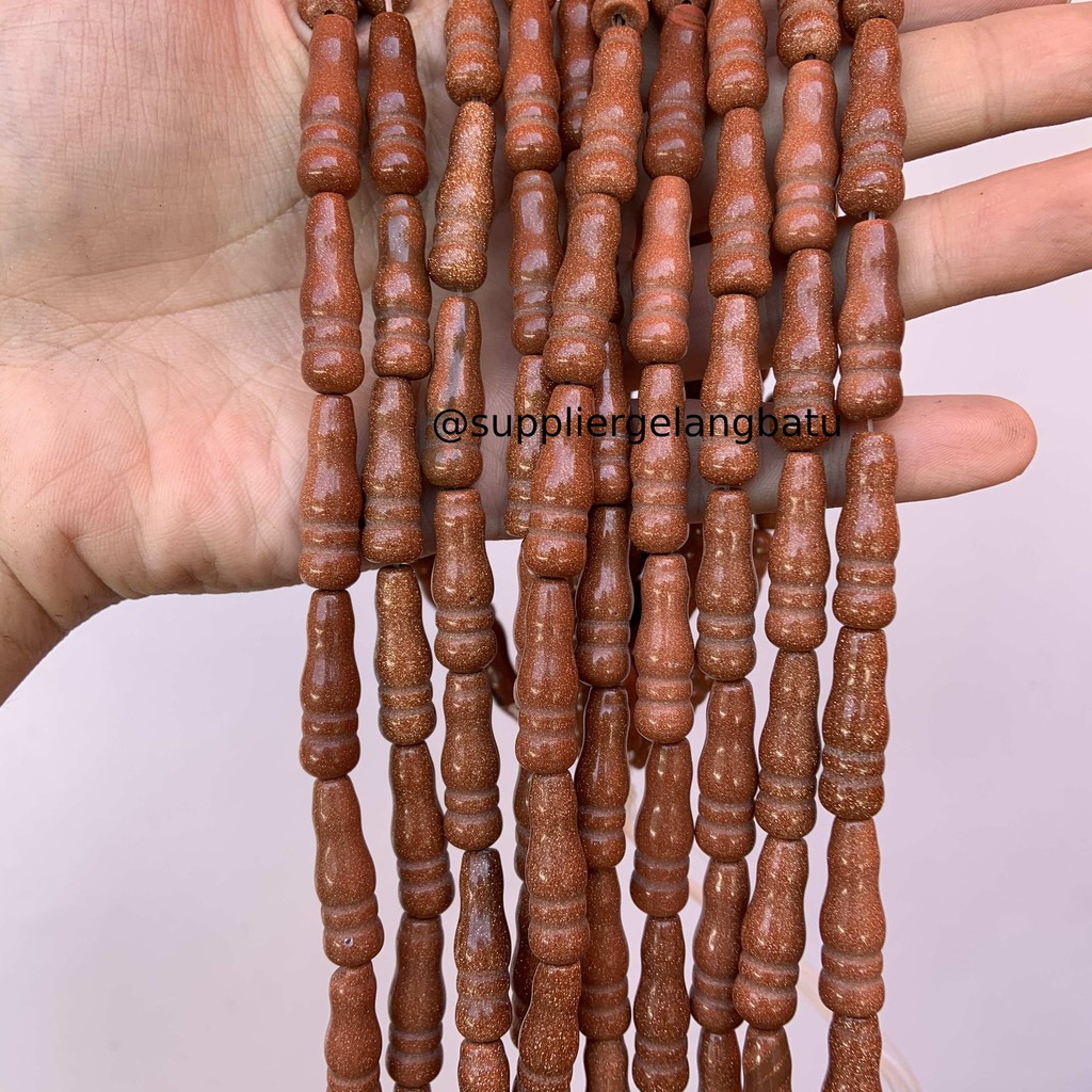 bahan ujung kepala tasbih pasir emas coklat muslim tasbeh batu craft