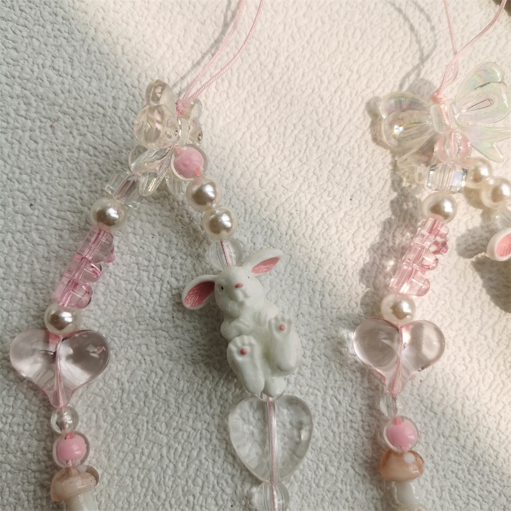 Tali Lanyard Manik-Manik Mutiara Akrilik Warna-Warni Anti Hilang Untuk Case Hp