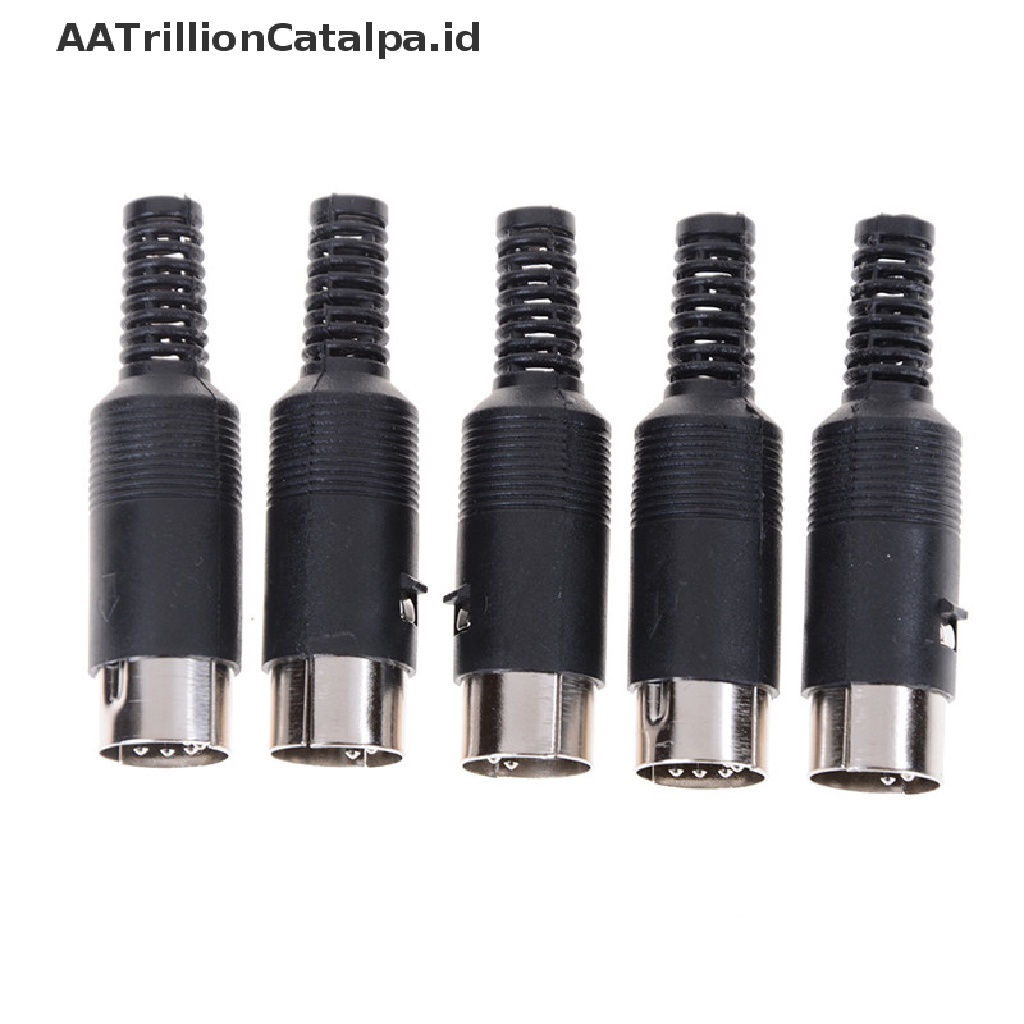 Aatrillioncatalpa 5pcs Konektor Plug 5 Pin male DIN Dengan Gagang Plastik