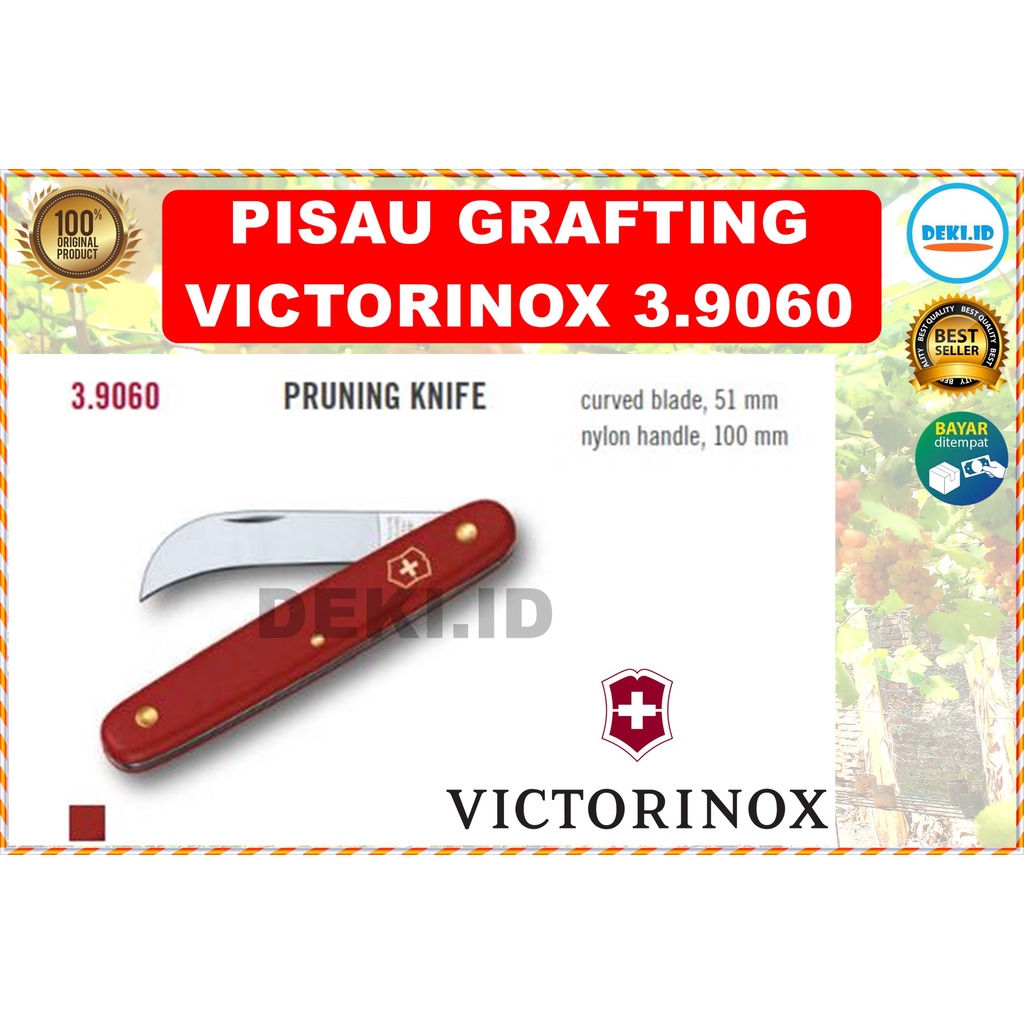 Pisau Grafting Victorinox Swiss 3.9060 Okulasi Original Lipat Saku Stek Cangkok Ranting Pohon Prunin