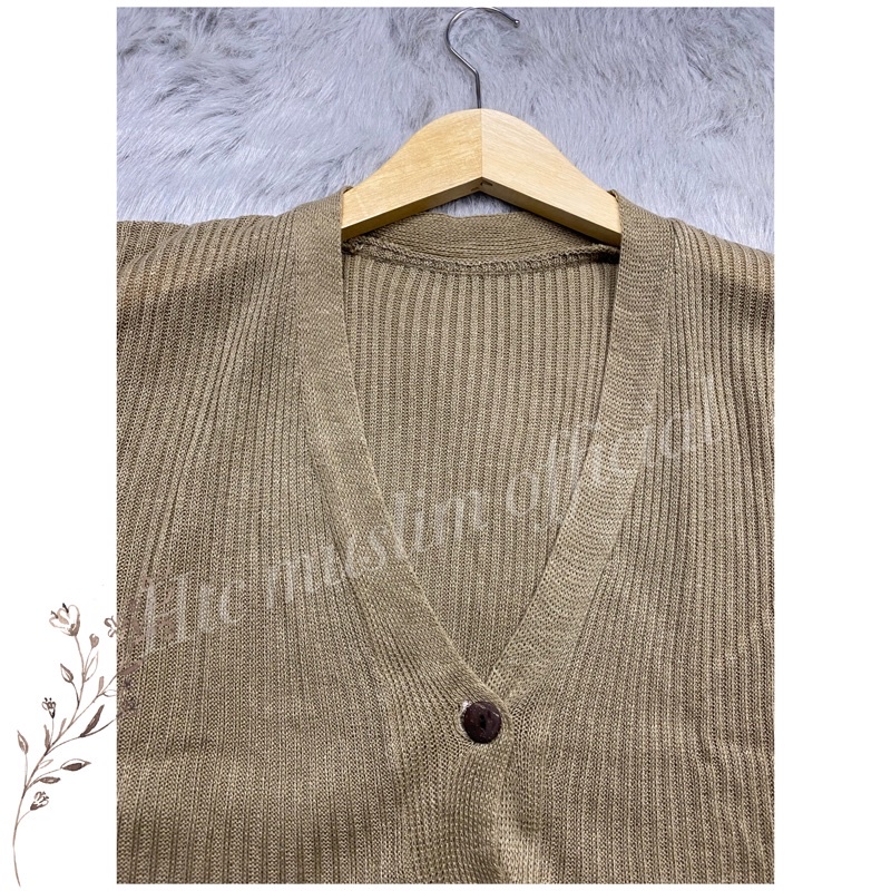 CARDIGAN RAJUT SALUR KANCING BATOK | Cardy Crop Rajut Wanita Oversize-K. BATOK MOCCA