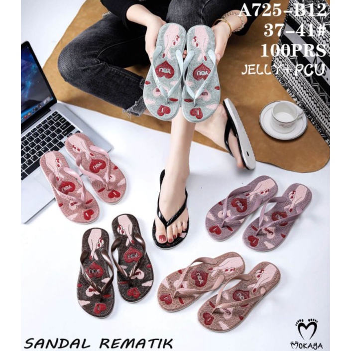 sandal jepit jelly rematik duri wanita import mokaya lls