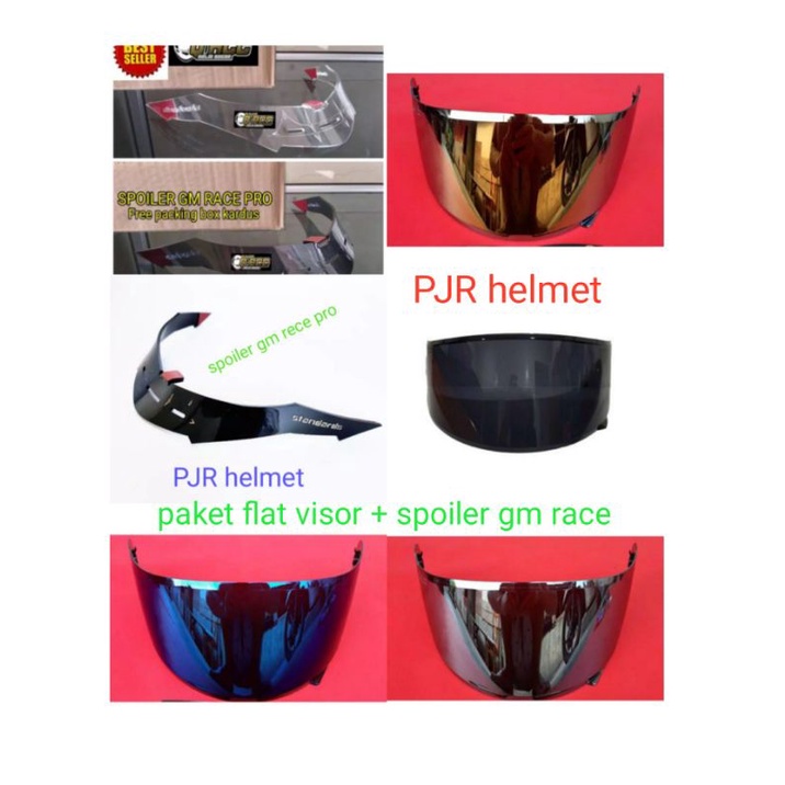 Paket flat visor gm race pro + spoiler free stiker visor