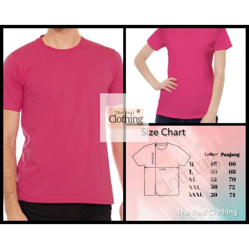 Kaos Polos Lengan Pendek Premium Soft 24S Warna Pink Magenta / Kaos Polos Lengan Pendek Pink Magenta