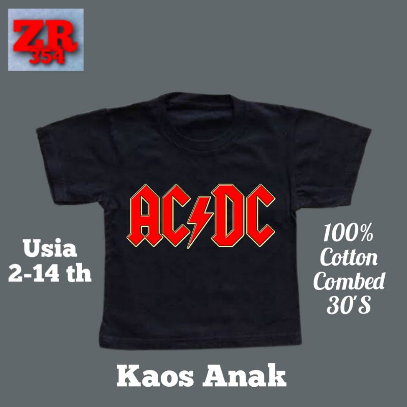 Baju anak kaos ACDC band GUITAR logo tshirt band metal musik rock AC/DC hitam kaos band oversize lok
