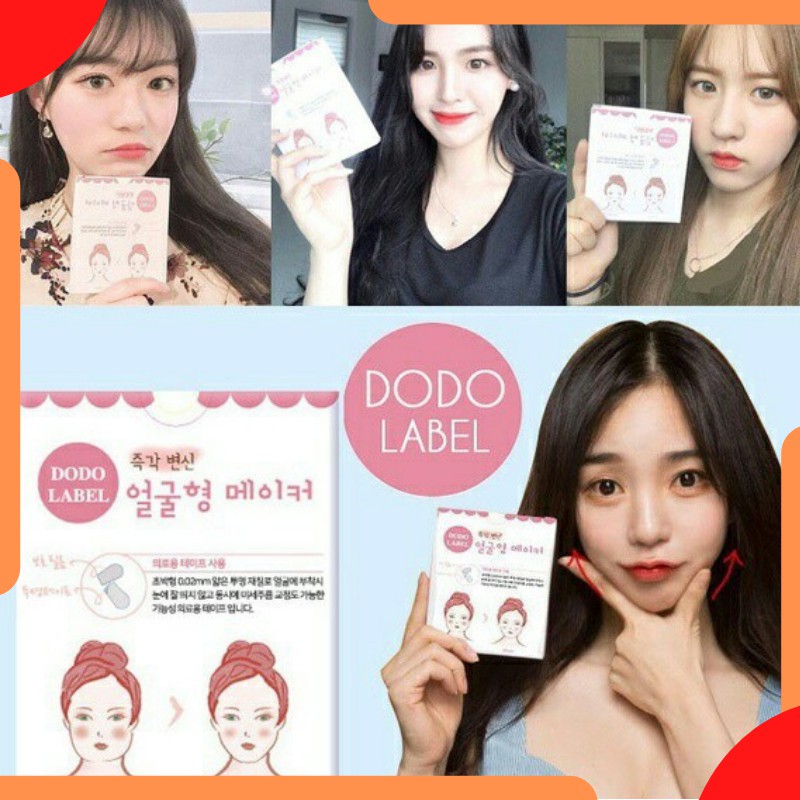 Selotip Penirus Wajah Pembentuk V Shape Wajah Instant Dodo Label Face Lift Isi 40 PCS Asli Korea