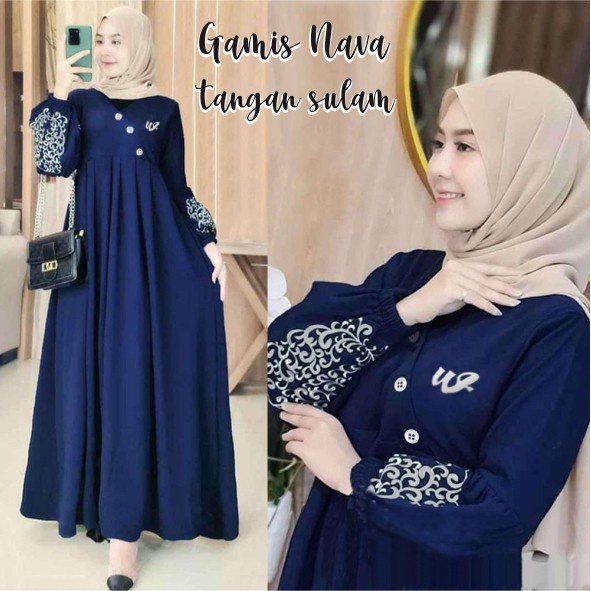 BEFAST - ZSO OOTD Gamis SUMI / Gamis Nava Tangan Sulam / Longdress Wanita / Pakaian Wanita Muslimah / Gamis Wanita Kondangan / Dress Maxy Kekinian Wanita / Gamis Casual Remaja Wanita / Gamis Keluaran Model Terbaru