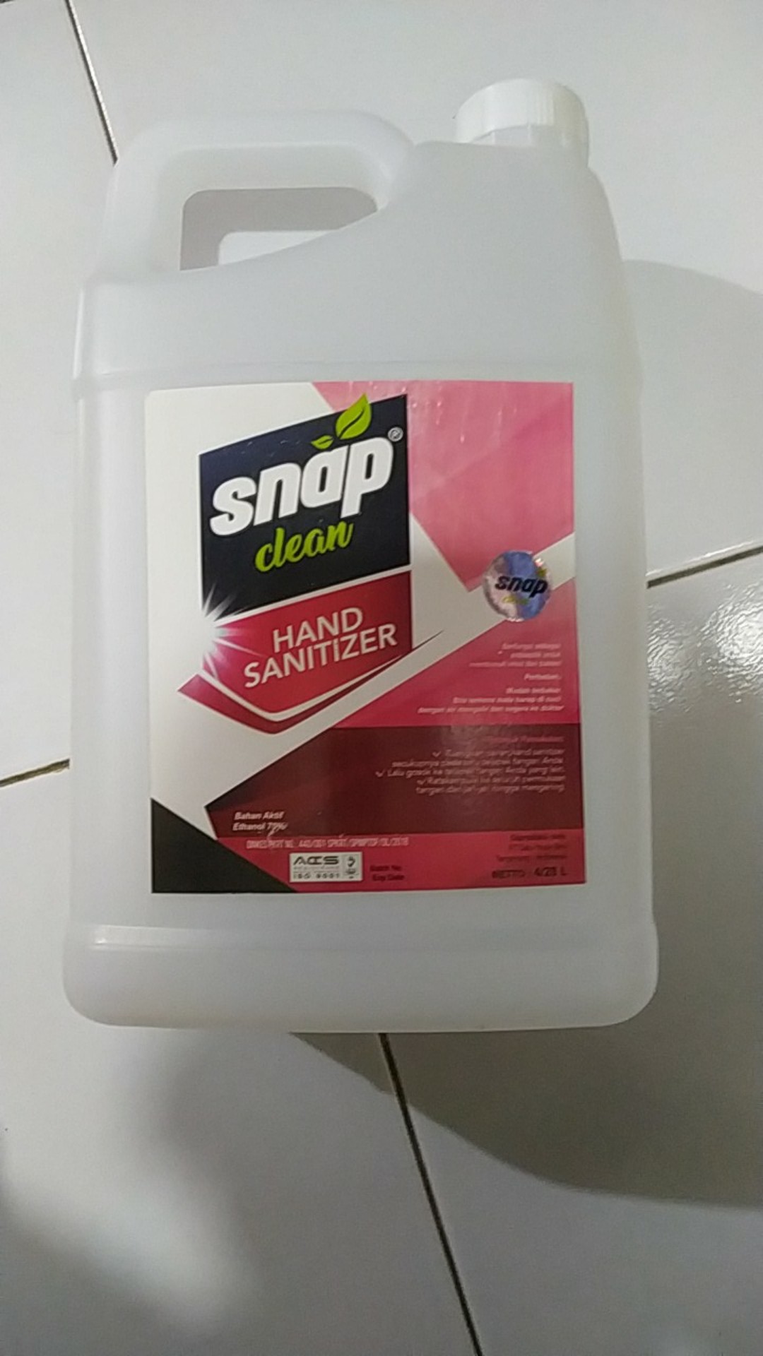 Hand Sanitizer Handsanitizer Cair Snap Clean 4 Liter 4l Bukan Antis Gel 1 2 Liter Gojek Grab
