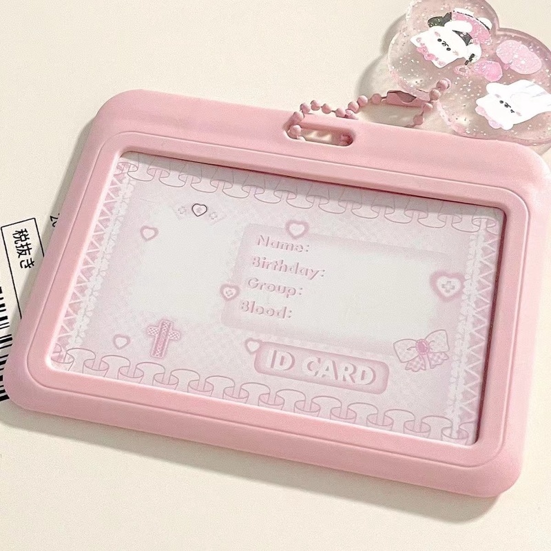 Ins Case Holder Kartu Idol / Foto / Kredit / Bus Anti Air Warna Pink Berkilau