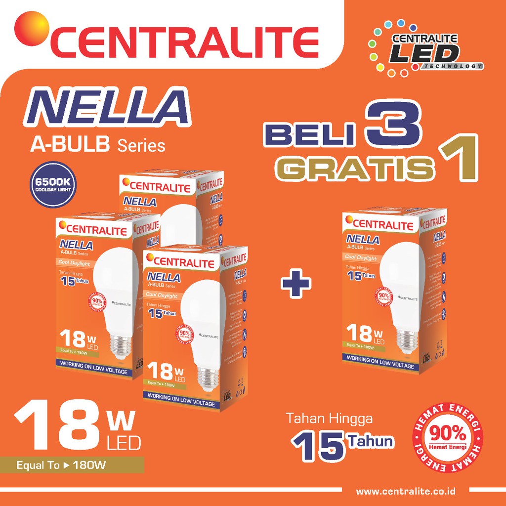 Paket 18W CD Putih Isi 4 Pcs CTL Nella Lampu Led Bulb Classic 18W CD Putih /Paket Bundling Lampu Led