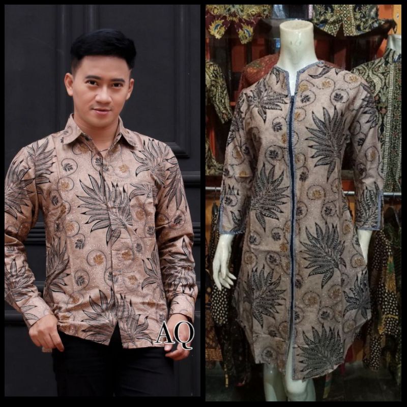 Couple Batik kemeja Pria Slimfit Premium Quality Dan Tunik Batik Wanita Modern