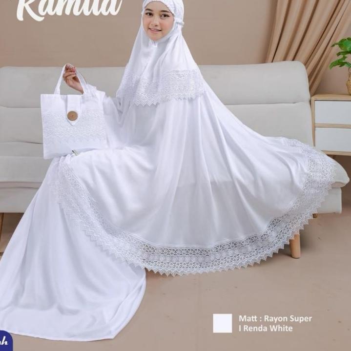 Lagi Tren.. MUKENA DEWASA PUTIH RAYON PREMIUM MUKENAH RENDA IMPORT MEWAH JUMBO UNTUK SESERAHAN UMROH