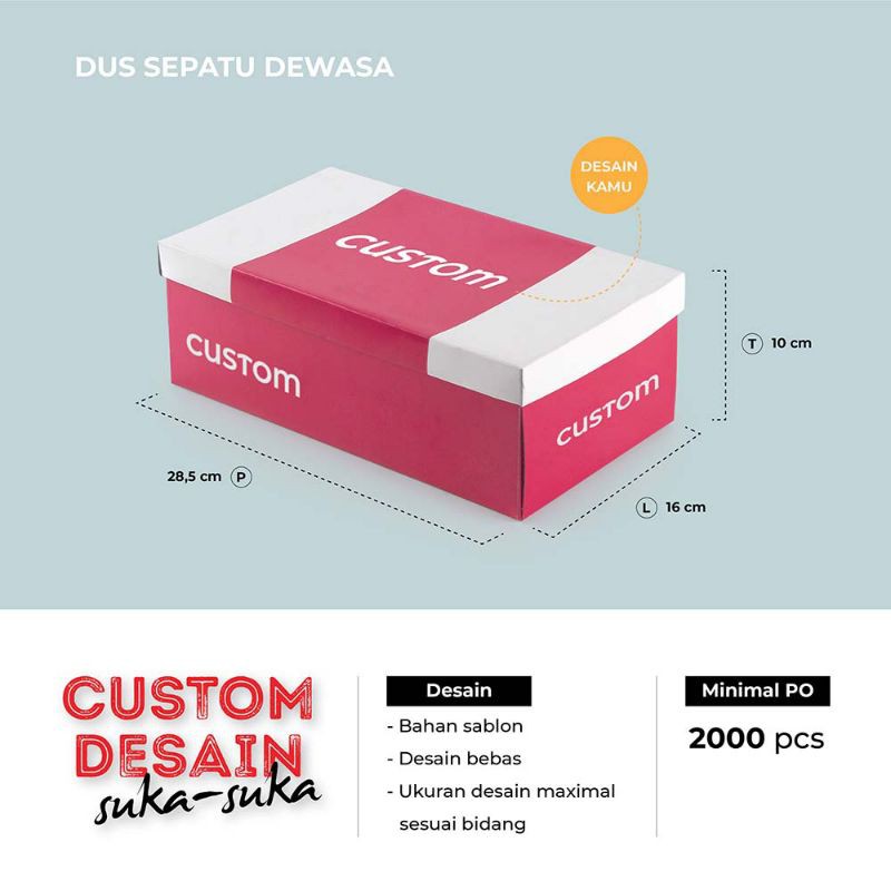 CST821 Dus Alas Kaki / Dus Sepatu / Dus Sandal / Dessin Custom / Duplex / Pre Order / Uk 28.5x16x10