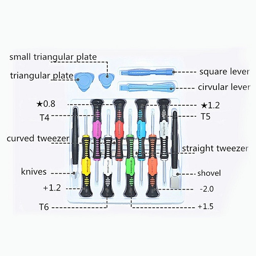 Obeng Set 16 in 1 Reparasi Service HP Smartphone Handphone Pembuka LCD Lengkap Opening Tools Iphone Perkakas  Set Jam Pinset