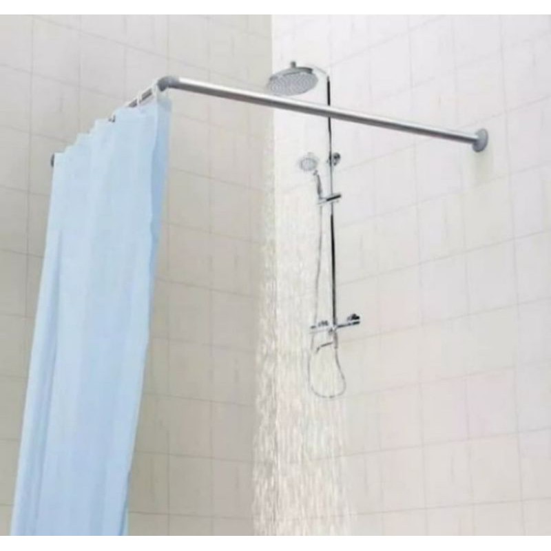 Tiang shower curtain kamar mandi / Tirai L kamar mandi / Tiang L