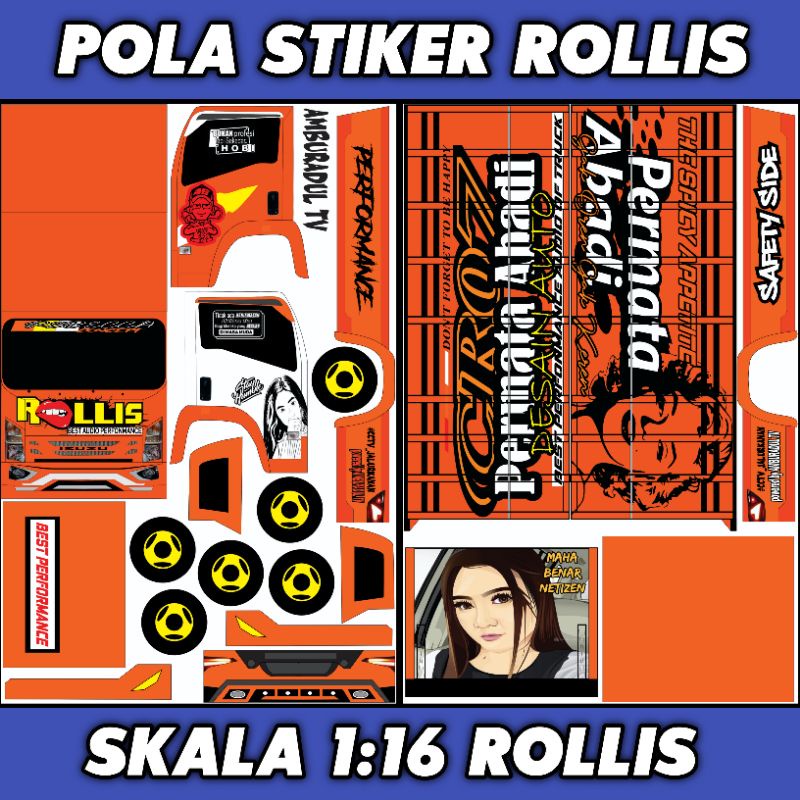 Pola Papercraft Truk Rollis Skala 1:16