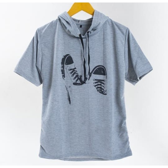 Kaos Hoodie Lengan Pendek Pria / Baju Hoodie Pria / Kaos Bertopi Lengan Pendek / Kaos Pria Terbaru