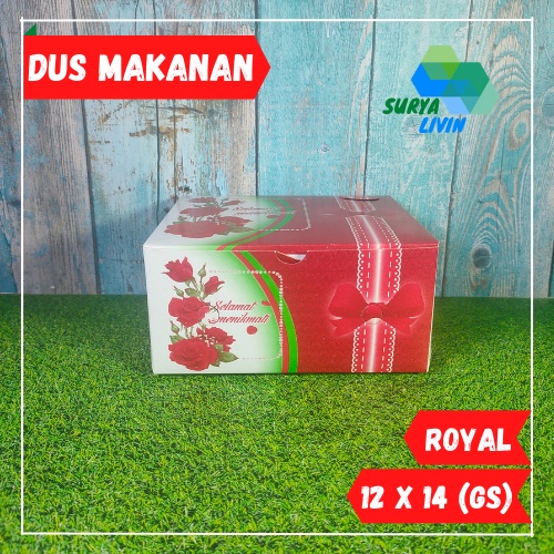 

Dus Kotak GS Motif Bunga 12x14 / Dus Kue Snack Box Makanan Merk Royal