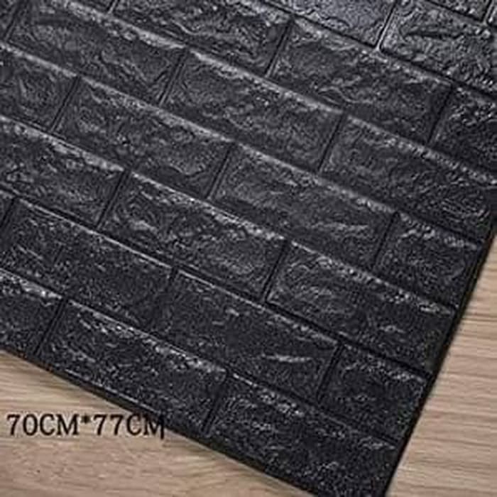 WALLPAPER FOAM 3D WARNA HITAM UKURAN 77 CM X 70 CM