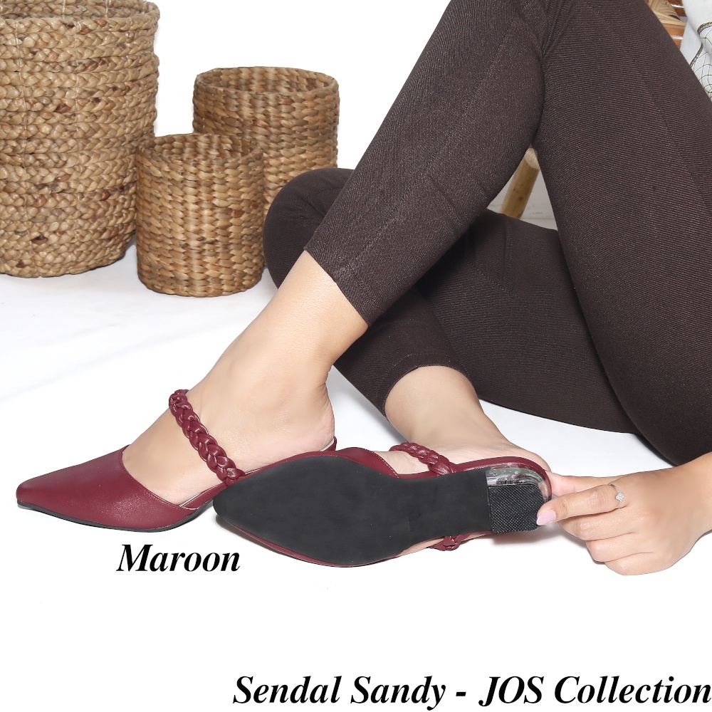 Sendal Wanita Mules Terbaru Hak Kaca Tinggi 5 cm - Sandy by JOS Collection