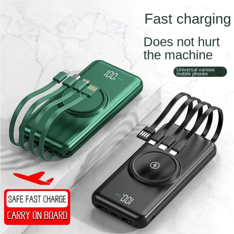 COD√Power bank  Bank daya nirkabel Original Wireless Charge 2.1 Fast Charging Dual USB 4 Output 10000mAh 20000mAh