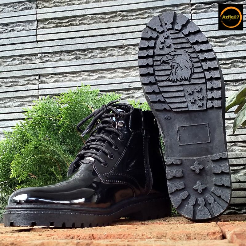 Sepatu Pdh Tni Polri Security Basarnas Terbaru 100% Original Mengkilap Resleting Sol Garuda Merk Azfiq27 #1