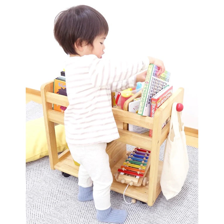 Yamatoya Buono Amice Children Book Wagon with Wheels Rak Buku Anak WHS