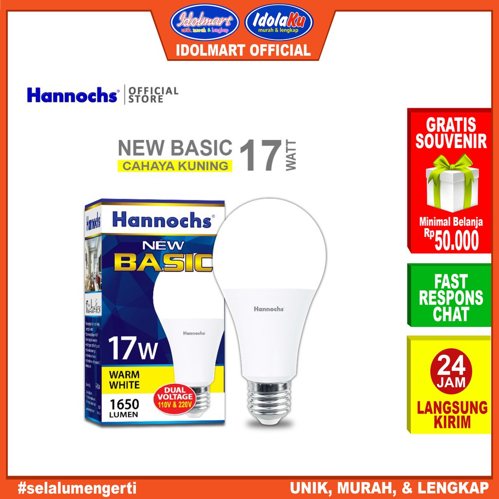 IDOLAKU Hannochs New Basic Lampu LED 17 W/ Cahaya kuning