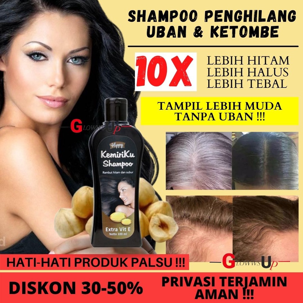 SAMPO PENGHITAM RAMBUT UBAN HAPPY SHAMPOO KEMIRIKU 100ML SHAMPO PENGHILANG KETOMBE TREATMENT RAMBUT