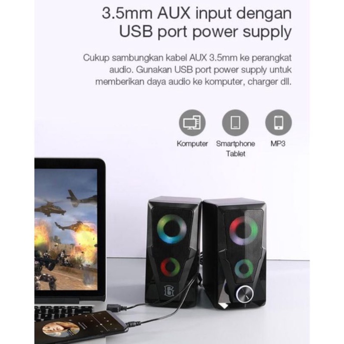 Robot RS200 Speaker Gaming PC Laptop- Speaker Aktif Robot Rs200 RGB 6W