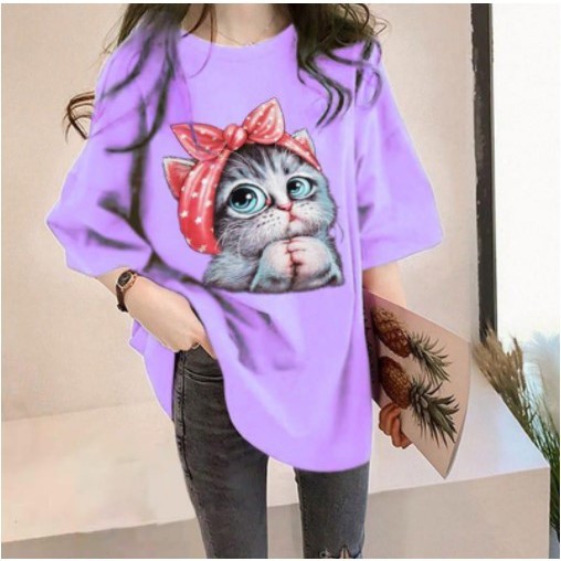 MakeGrosir - KAOS OVERSIZE CUTE CAT