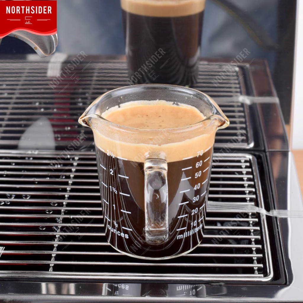 Espresso shot glass handle 70ml | gelas ukur kopi - sloki tahan panas